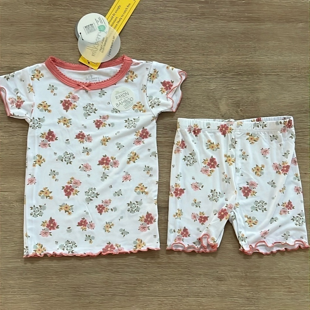 Milkberry Toddler Girl Bamboo Pajama Set 18 24 months t shirt shorts
